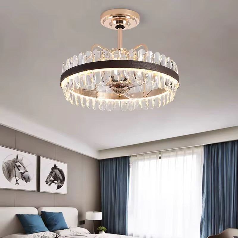Lustre cristal circulaire finition noire et dorée — Watts Service Trading, matériel électrique Dakar Sénégal