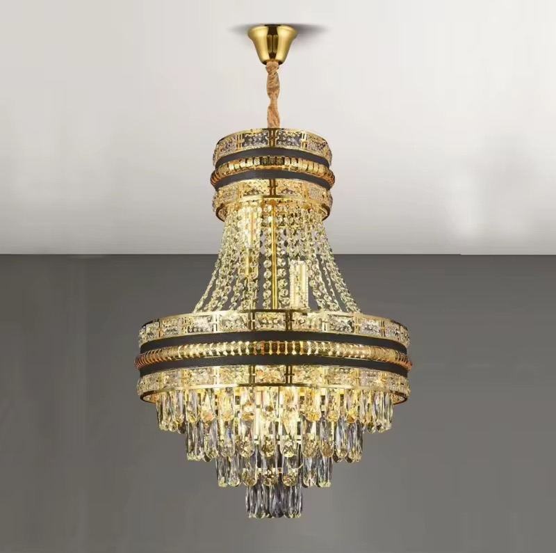 Lustre cristal noir et doré forme cloche — Watts Service Trading, matériel électrique Dakar Sénégal